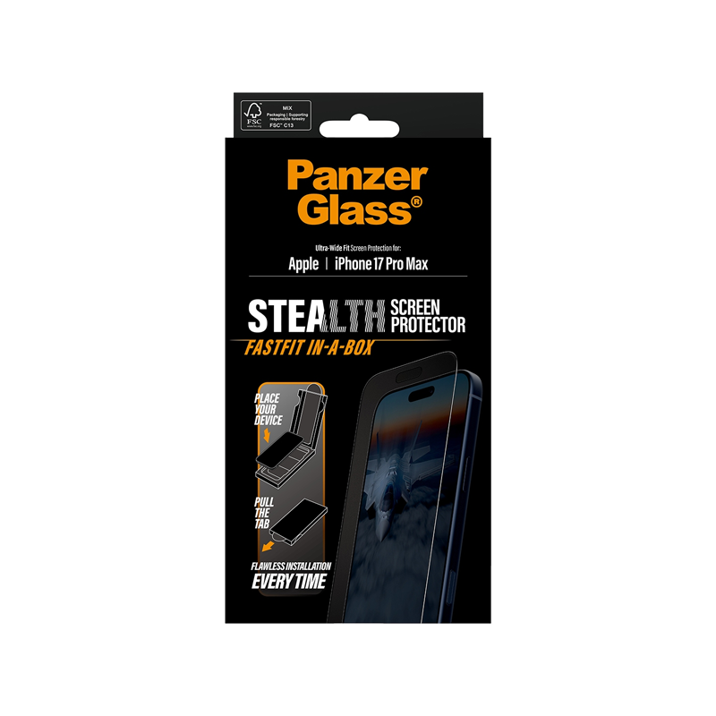 PanzerGlass Stealth Protection Ultra-Wide Fit with FastFit Apple iPhone 17 Pro Max.png