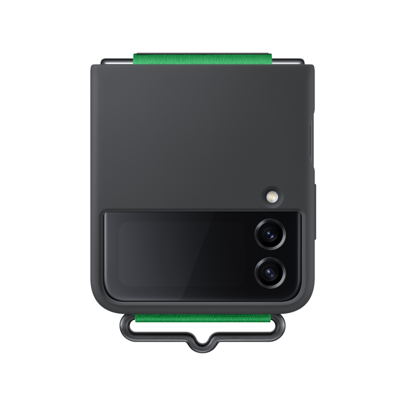 Samsung Galaxy Flip 4 Silicone Cover with Strap EF-GF721 (Black).png