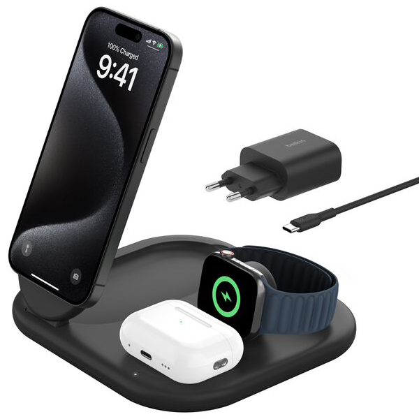 Belkin BoostCharge 3-in-1 Magnetic Foldable Wireless Charger with Qi2 15W