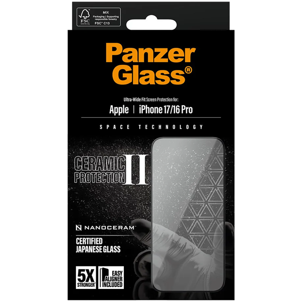 PanzerGlass Ceramic II Protection Ultra-Wide Fit Apple iPhone 17 | 16 Pro