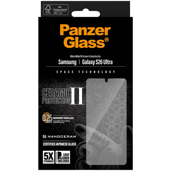 PanzerGlass Ceramic II Protection Ultra-Wide Fit Samsung Galaxy S26 Ultra