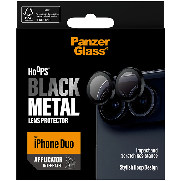 PanzerGlass Hoops Camera Lens Protection Black Metal Apple iPhone Duo