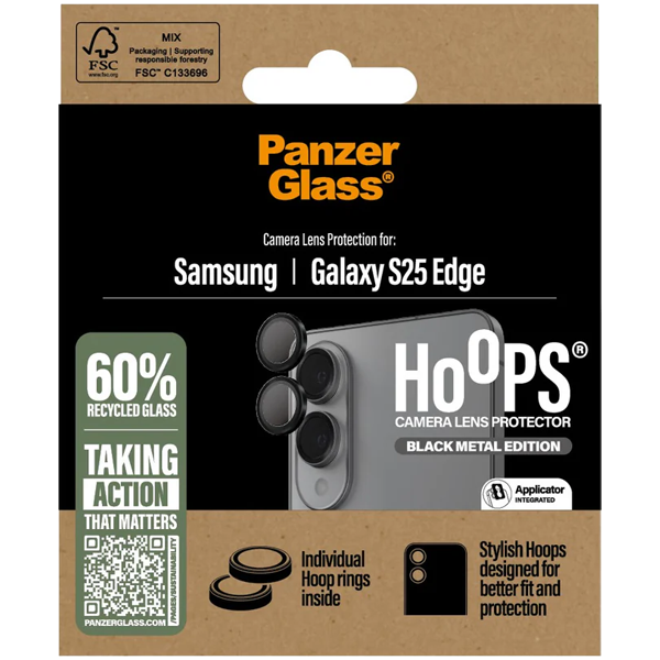 PanzerGlass Hoops Camera Lens Protection Black Metal Samsung Galaxy S25 Edge