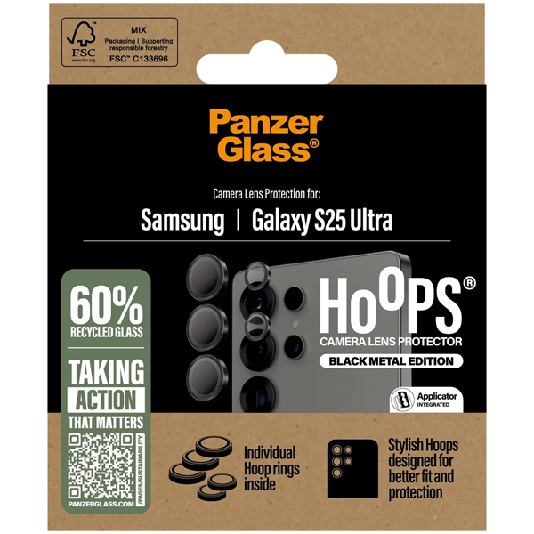 PanzerGlass Hoops Camera Lens Protection Black Metal Samsung Galaxy S25 Ultra