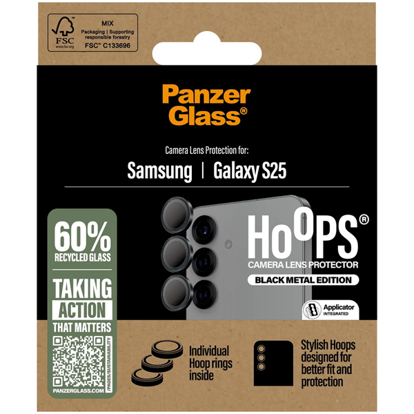PanzerGlass Hoops Camera Lens Protection Black Metal Samsung Galaxy S25