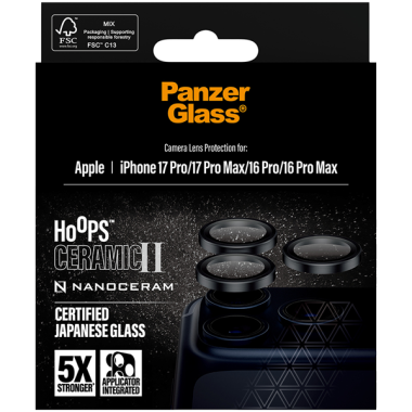 PanzerGlass Hoops Ceramic II Camera Lens Protection Apple iPhone 17 Pro | 16 Pro | 16 Pro Max | 17 Pro Max