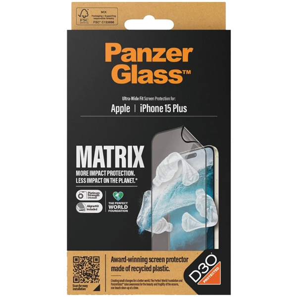 PanzerGlass Matrix D3O Ultra-Wide Fit Apple iPhone 15 Plus | 16 Plus