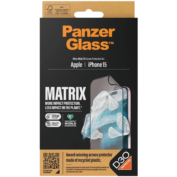 PanzerGlass Matrix D3O Ultra-Wide Fit Apple iPhone 15