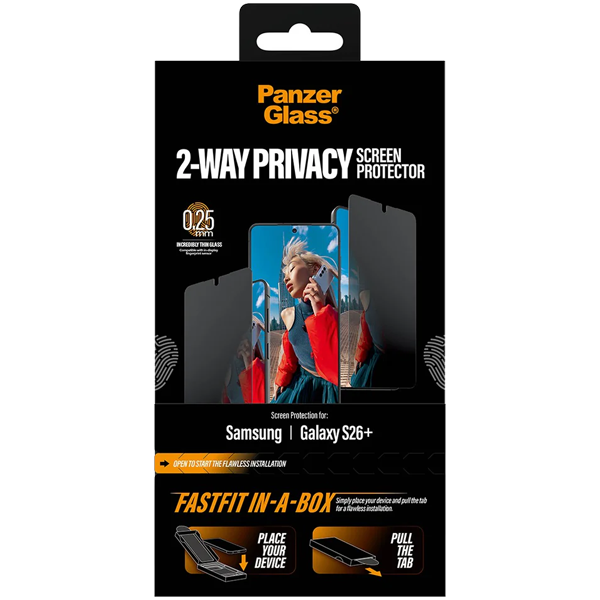 PanzerGlass Privacy Ultra-Wide Fit with FastFit Samsung Galaxy S26+